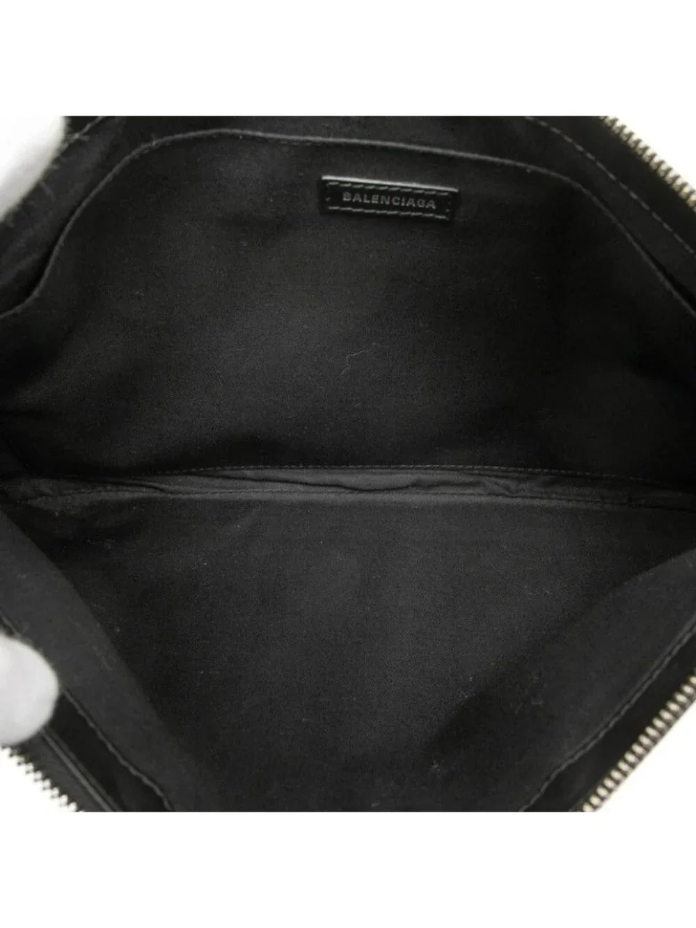 Balenciaga Navy Clip M Clutch Beige Black Canvas Leather